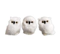NeeyBing 3Pcs Owl White Black Furry Christmas Ornament Decoration, Bird Figurine Artificial Feathered Owl Cute Owl Model Christmas Tree Decor Home Garden Desktop Decoration