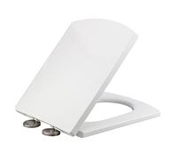 NeeyBing Square Toilet Seat,White Soft Close Quick Release Toilet Lid Cover, White Toilet Seats with Adjustable Stainless Hinges