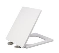 NeeyBing Square Toilet Seat,White Soft Close Quick Release Toilet Lid Cover, White Toilet Seats with Adjustable Stainless Hinges (36.5x45cm, White)