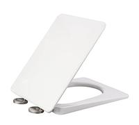 NeeyBing Square Toilet Seat,White Soft Close Quick Release Toilet Lid Cover, White Toilet Seats with Adjustable Stainless Hinges