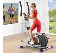 Neezee Elliptical Cross Trainer For Home Use, Ultra-Quiet Cross Trainer, 16 Levels of Magnetic Resistance, APP Compatible Elliptical Machine with Pulse Sensors, LCD Display, 120KG Capacity (Silver)