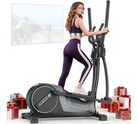 Neezee Elliptical Cross Trainer, Ultra Quiet Cross Trainer for Home Use with 16 Levels Resistance, 8KG Flywheel, 16.5IN Stride, Max Weight 150KG, LCD-Display, Pulse Sensors, App Compatible