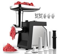 Nefaracy Meat Grinder Electric, 2600W Max Meat Mincer, Mincer Machine for Home Kitchen Use, Sausage Maker with 2 Blades, 3 Plates, Sausage Stuffer Tubes & Kubbe Kit, Stainless Steel
