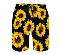 Nefarian Men's Swim Trunks, Quick Dry Beach Swimming Board Shorts, Bathing Suits with Inner Mesh Lining and Pockets, Sunflower, Medium