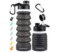 Nefeeko Collapsible Silicone Foldable Leakproof BPA Free Travel Sport Water Bottles, 26oz With Carabiner, Ideal for Camping, Hiking & Outdoor Activities