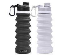 Nefeeko Collapsible Water Bottle, 2 Pack 26oz Silicone Foldable Water Bottles Leakproof BPA Free Travel Water Bottles with Carabiner, Portable Sport Water Bottles for Hiking Outdoor Indoor Sport