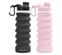 Nefeeko Collapsible Water Bottle, 2 Pack 26oz Silicone Foldable Water Bottles Leakproof BPA Free Travel Water Bottles with Carabiner, Portable Sport Water Bottles for Hiking Outdoor Indoor Sport