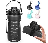 Nefeeko Collapsible Water Bottles, 50oz(1.5L) Reusable Collapsible Water Bottle for Travel Leakproof, BPA Free Foldable Silicone Water Bottles with Straw for Traveling Sport Gym Camping Hiking