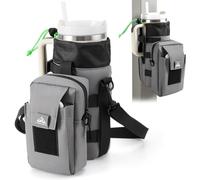 Nefeeko Magnetic Gym Bag, Water Bottle Holder with Phone Pouch, Adjustable Sling Strap, Detachable 2-in-1 Design, Gym Accessories for Men and Women, Water Bottle Bag for Fitness, Sports, Travel, Gray