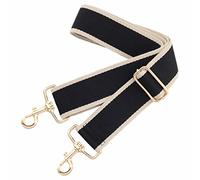 Nefelibata 2" Wide Purse Strap, Adjustable Replacement, Multi-pattern Crossbody Handbag Strap, Gold Edge Black, Large