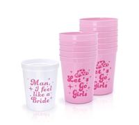 Nefelibata Bachelorette Party Cups - 12 Pack Let's Go Girls Reusable Cups Plastic Cowgirl Bridal Shower 70s Theme Retro Bachelorette Party Supplies Favors Decorations