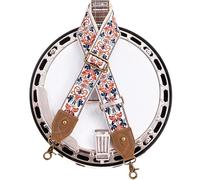 Nefelibata Banjo Strap, 2"Wide Double Crazy Horse Leather Jacquard Embroidery Adjustable Replacement,Multi-pattern Strap With Metal Clips