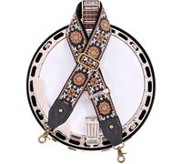 Nefelibata Banjo Strap, 2" Wide Double Crazy Horse Leather Jacquard Embroidery Strap Adjustable Replacement,Multi-pattern Strap With Metal Clips