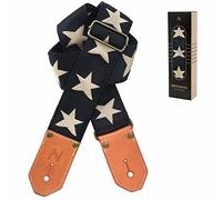 Nefelibata Cool Woven Guitar Strap -Cotton Guitar Straps with Thicked First Layer Vegetable Tanned Cowhide Leather Ends for Acoustic, Bass, Electric, Best Gift for Your Love Guitarists(Star)