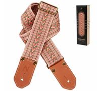 Nefelibata Cool Woven Guitar Strap - Cotton Guitar Straps with Thicked First Layer Vegetable Tanned Cowhide Leather Ends for Acoustic, Bass, Electric, Best Gift for Your Love Guitarist