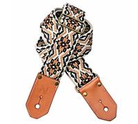 Nefelibata Cool Woven Guitar Strap - Cotton Guitar Straps with Thicked First Layer Vegetable Tanned Cowhide Leather Ends for Acoustic, Bass, Electric, Best Gift for Your Love Guitarists (Khaki)