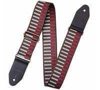 Nefelibata Cool Woven Guitar Strap Cotton with Thicked First Layer Vegetable Tanned Cowhide Leather Ends for Acoustic, Bass, Electric, Gift for Your Love Guitarists (Piano Keys)