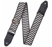 Nefelibata Cool Woven Guitar Strap Cotton with Thicked First Layer Vegetable Tanned Cowhide Leather Ends for Acoustic, Bass, Electric, Gift for Your Love Guitarists (Piano Keys)