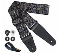 Nefelibata Guitar Strap-2" Wide Double Layer Cotton Original Design Adjustable Guitar Straps with Long Leather Ends for Bass, Electric & Acoustic, Best Gifts for Kids,Guitarists (Cloud)