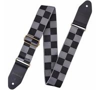 Nefelibata Guitar Strap Cotton with Thicked First Layer Vegetable Tanned Cowhide Leather Ends for Acoustic, Bass, Electric, Gift for Your Love Guitarists (Squares)