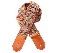 Nefelibata Guitar Strap Cotton with Thicked Vegetable Tanned Cowhide Leather Ends for Acoustic, Bass, Electric, Gift for Your Love Guitarists (Checkered)