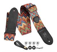 Nefelibata Guitar Strap,Double Full-Grain Leather Ends,Vintage Weaving Strap/FREE BONUS-4 Picks+Strap Locks+Strap Button,Gift For Bass,Electric&Acoustic Guitars(Vintage Rainbow)