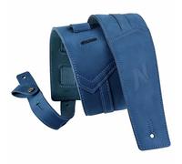 Nefelibata Guitar Strap Premium Full Grain Leather Guitar Strap with Foam Padding for Bass, Electric and Acoustic Guitars (Old Blue)