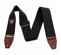 Nefelibata Guitar Strap with Pick Pocket, 100% Cotton Full Grain Leather End Guitar Strap for Acoustic Guitar, Electric Guitar, Bass, Gift for Guitarists and Kids