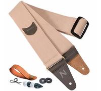 Nefelibata Guitar Strap with Pick Pocket, Head Cowhide Leather Ends Guitar Straps for Bass, Electric & Acoustic Guitar, Come with Free Strap Button, 1 Pair Strap Locks and 4 Guitar Picks