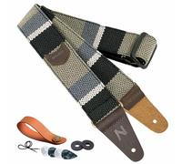 Nefelibata Guitar Strap with Pick Pocket, Head Cowhide Leather Ends Guitar Straps for Bass, Electric & Acoustic Guitar, Come with Free Strap Button, 1 Pair Strap Locks and 4 Guitar Picks
