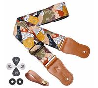 Nefelibata Japanese Cotton Guitar Strap for Acoustic Guitar, Ukulele, Free Headstock Strap Adapter with Buckle, Guitar Picks and Strap Lock(Valley)