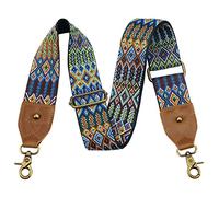 Nefelibata Purse Strap-2" Crazy Horse Leather Wide Shoulder Strap Adjustable Replacement,Jacquard Embroidery Crossbody Bag Straps, Bohemian Embroidery, L, Retro