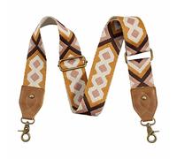 Nefelibata Purse Strap-2" Crazy Horse Leather Wide Shoulder Strap Adjustable Replacement,Jacquard Embroidery Crossbody Bag Straps, Retro Huang Linger