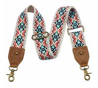 Nefelibata Purse Strap-2" Crazy Horse Leather Wide Shoulder Strap Adjustable Replacement,Jacquard Embroidery Bag Straps, Vintage White Embroidery, L