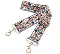 Nefelibata Purse Strap,2" Wide Purse Strap Adjustable Replacement,Multi-pattern Crossbody Handbag Strap, Brown Flower Embroidery