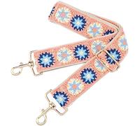 Nefelibata Purse Strap,2" Wide Purse Strap Adjustable Replacement,Multi-pattern Crossbody Handbag Strap, Embroidered Blue Star, 2" wide x 37" to 65" long