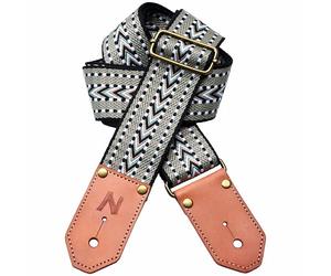 Nefelibata Woven Guitar Strap - Cotton Guitar Straps with Thicked First Layer Vegetable Tanned Cowhide Leather Ends for Acoustic, Bass, Electric, Gift for Your Love Guitarists