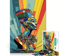 Nefertiti Egypt Queen Art for Adults 1000 Piece Jigsaw Puzzle Thought Toy Anxiety Relief Precise Edge Thoughtful Gift (38x26cm)