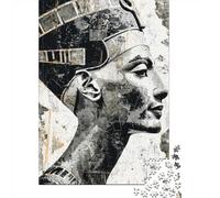Nefertiti Egyptian Queen Newspaper Collage 1000-Piece Jigsaw Puzzle for Adults, 52x38cm/1000pcs, Screen-Free Activity, Relaxing Indoor Time And Puzzle Lovers