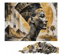 Nefertiti Egyptian Queen Newspaper Collage Jigsaw Puzzle, 1000 Pieces | Colour and shape sorting - an activity that can be paused and resumed at home.