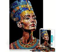 Nefertiti Mosaic Portrait Adults Puzzles 1000 Piece Jigsaws Strengthen Recall Relaxing Fun Quality Edge Festival Gift (38x26cm)