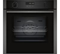 NEFF, N50, B6ACH7AG7B, 60cm Built-in Single Oven with Hide®, Home Connect, Pyrolytic Self-Cleaning with Easy Clean, CircoTherm, and LCD display in Graphite-Grey
