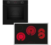 Neff Set BX48PB B2CCG6AK0 Built-in Oven with CircoTherm, 60 x 60 cm, Black, N 30 and T18SDH9L0 Self-sufficient Electric Hob, 80 cm, Black with Frame, N 70