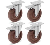 Nefish 5 Inch High Temperature Casters Wheels (-40° F to + 475° F), Heavy Duty Casters Set of 4, Glass Filled Nylon Wheels with Brake 1600 LBS, Durable Castor Wheels for Bakery, Kitchen, Industrial