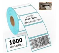 NefLaca 1 Roll 1000 Self Adhesive Label Sticker 57mm x 32mm Address Labels Blank Roll Rectangle Label Write On Note Mark Catering Food Jars Sticky Stickers for Office Kitchen Printer