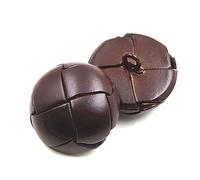 NEFLUM 5pcs Brown Leather Covered Buttons 26mm