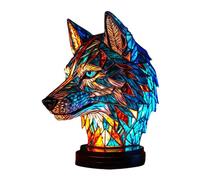 NEFLUM Colorful Animal Head Nightlight, Cute Cartoon Animal Desk Lamp, Gorgeous Stained Resin 3D Dragon/Sea Turtle/Lion/Dolphin/Wolf Shape Bedside Lamp, Cool Stuff for Your Room, Funky