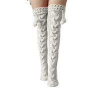 NEFLUM Gothic New Tassel Ball Sexy Knit Stocking For Women Winter Over Knee Long Boot Warm Stockings Thigh-High Knit Stocking