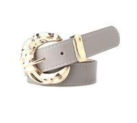 NEFLUM Leather Belts Women Jeans Classic Retro Gold Round Buckle Female Pin Buckle Waist Belts, Grey, 105x3cm