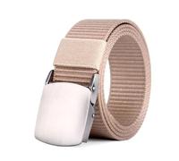 NEFLUM Men's Belt Canvas Casual Belt 3.8 cm Width Nylon Outdoor Sports Belt with Metal Automatic Buckle, Beige, 105cm